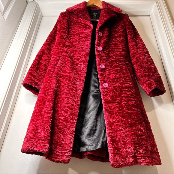 Bebe Burgundy Persian Lamb Faux Fur Coat - Size P - Picture 6 of 14